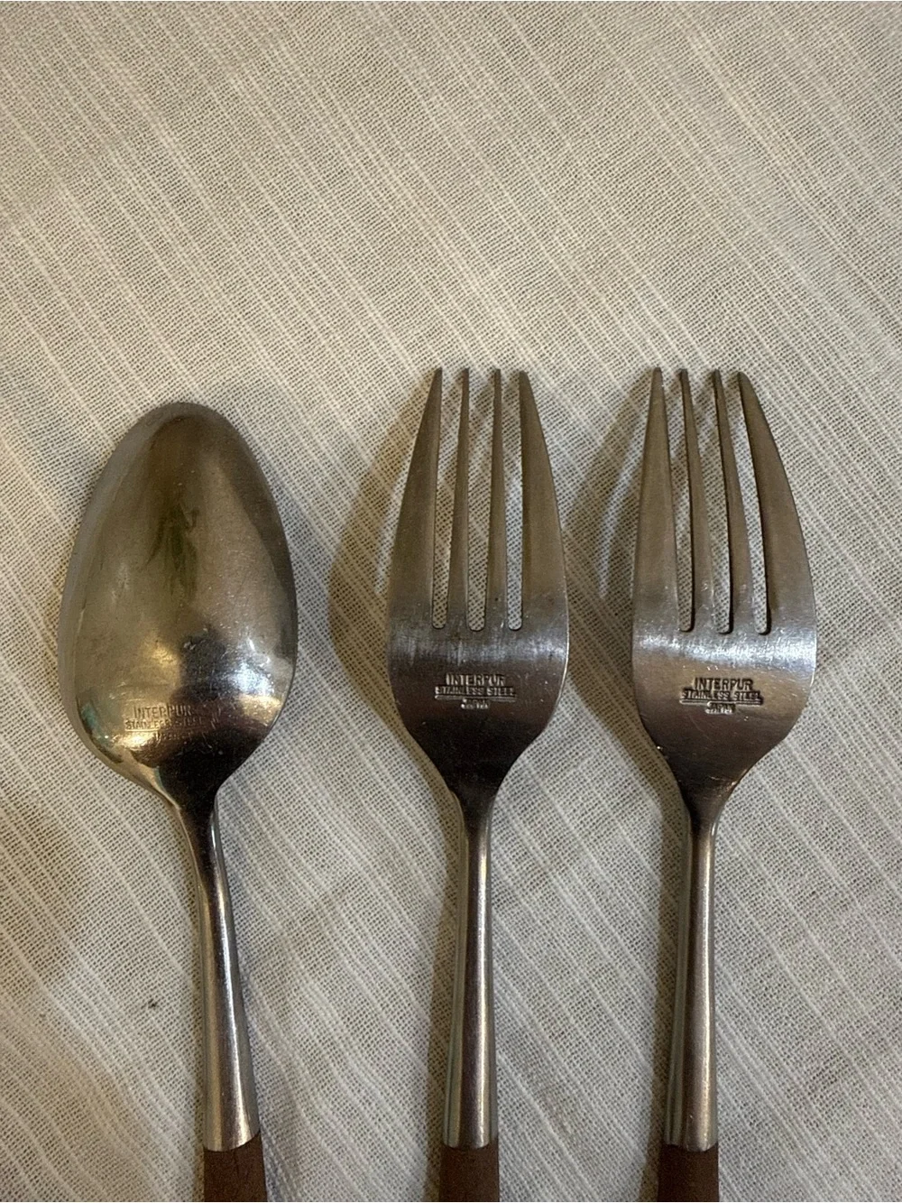 Mixed Lot Interpur Japan MCM Flatware 2 Dinner Forks and 1 Tablespoon Hearts